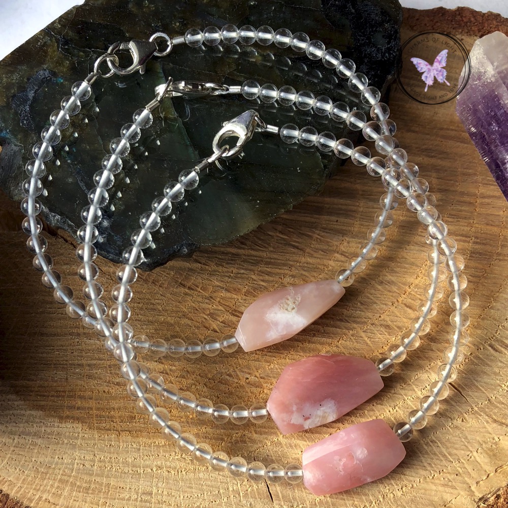 Pink Opal Clear Quartz Bracelets